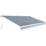 vidaXL Copertină pliabilă acționată manual, 500 cm, albastru și alb