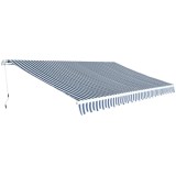 VidaXL Copertină pliabilă acționată manual, 500 cm, albastru și alb