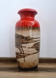 Vaza SCHEURICH xl ceramica Fat Lava rosu si nuante de bej ceramica germania Mid Century 45 cm inaltime WGP