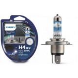Set 2 Becuri Auto H4 Philips Racing Vision GT200, 55W, 12V, +200% Lumina, Omologate CEE