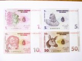 Congo(Republica Democrata) lot 4 bancnote 1997 UNC:1 Centime,5+10+50 Centimes,produsele din imagini