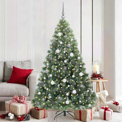 vidaXL Brad de Crăciun artificial cu 300 LED Verde 180 cm PE și PVC 3397847 foto