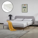 Pat tapitat cu saltea Porvoo 160x200 cm textil gri [en.casa] HausGarden Leisure, [en.casa]