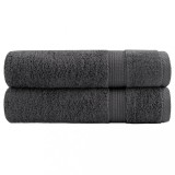 vidaXL Prosoape de baie SOLUND, 2 buc. antracit 100x150 cm 600gsm 137164