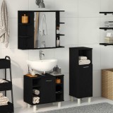 vidaXL Set de mobilier pentru baie 3 pcs Negru 30 x 30 x 99,5 cm 3333048