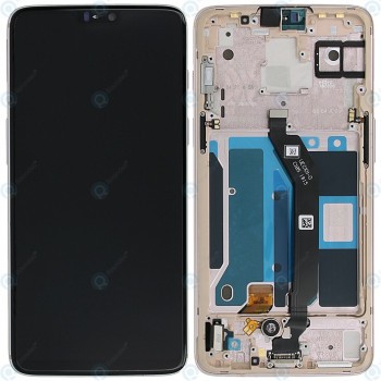 OnePlus 6 (A6000, A6003) Capacul frontal al modulului de afișare + LCD + digitizer alb mătase foto