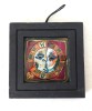 Tablou mic pictura pe sticla Ion Onuc Nemeș - soarele si luna, simboluri zodiacale, 12x12 cm, arta populara, pictura naiva, folk art, Nonfigurativ, Acrilic, Altul