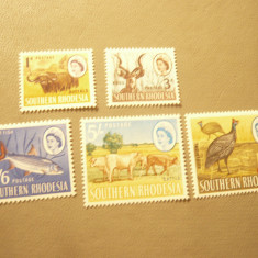 Serie mica Southern Rhodesia 1964 R. Elisabeta ,motive locale , 5 valori
