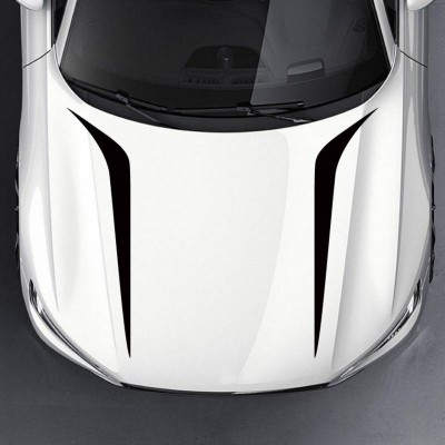 Set 2 stickere autoadezive Tuning, model &amp;quot;Hood Stripes V2&amp;quot;, dimensiune 100 x 26 cm, culoare Neagra FAVLine Selection foto