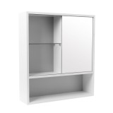 Dulap baie cu oglinda si polita, 1 usa, dreapta, Practic, alb, 63 x 17 x 70 cm