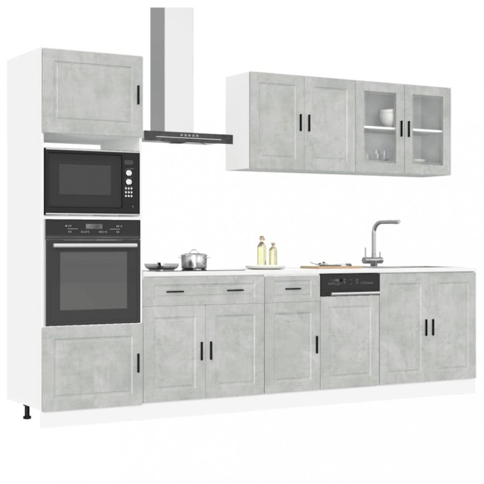 Gossi set dulapuri de bucatarie 7 piese &bdquo;kalmar&rdquo; gri beton lemn