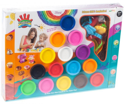 Set plastilina cu matrite, 15 culori, 16 matrite, seringa, plastic, multicolor foto