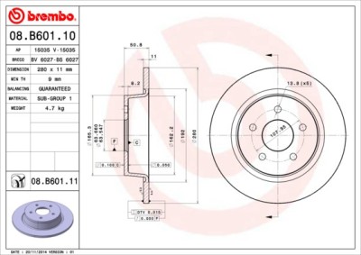 BREMBO 08.B601.10 PRIME LINE Disc frana foto