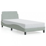 Gossi cadru de pat cu tablie, gri deschis, 80x200 cm, catifea