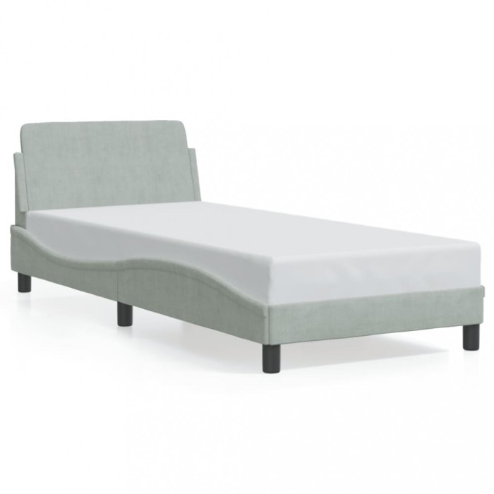 Gossi cadru de pat cu tablie, gri deschis, 80x200 cm, catifea