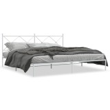 Cumpara ieftin Cadru de pat metalic cu tablie, alb, 200x200 cm