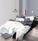 Cumpara ieftin Lenjerie Pat Bumbac 6 Piese Cu Elastic Alb/Negru 180x200 cm