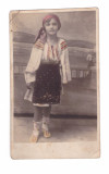 Foto tip CP, fetita in costum national, fara datare, fara identificare, Color, Romania 1900 - 1950, Etnografie