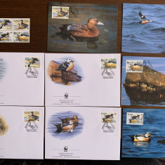 aaland - pasari - serie 4 timbre MNH, 4 FDC, 4 maxime, fauna wwf