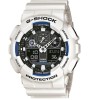 Ceas Barbatesc Casio G-SHOCK GA-100 Alb Mat, Cronograf, Senzor Miscare, Rezistent Apa Soc, Curea Silicon, Garantie