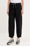 Napapijri pantaloni din amestec de in M-Ete culoarea negru, uni, NP0A4IFU9411