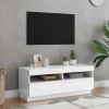 VidaXL Comodă TV cu lumini LED, alb extralucios, 100x35x40 cm