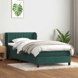 vidaXL Pat box spring cu saltea, verde &icirc;nchis, 90x210 cm, catifea 3317682