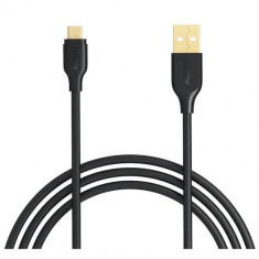 Cablu de date/incarcare microUSB - USB 2,0 Aukey CB-MD1, lungime 1 m, conector placat cu aur, negru foto