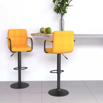 vidaXL Scaune de bar, 2 buc., galben muștar, material textil foto