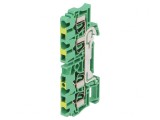 Terminal &Icirc;mbinare Șine 2.5mm2 1 Pistă 4 Borne Galben-Verde