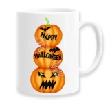 Cana alba personalizata &quot;Happpy Halloween 3 Pumpkin&quot;, INOVATIX&reg;. 330ml