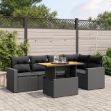 Cumpara ieftin Gossi set mobilier de gradina cu perne, 6 piese, negru, poliratan