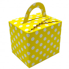 Cutie pătrată cu buline - galben