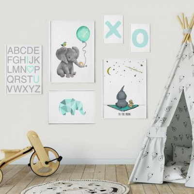 Set 6 tablouri decorative Elefant foto