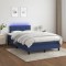 vidaXL Pat cu arcuri, saltea și LED, albastru, 120x200 cm, textil 3133147