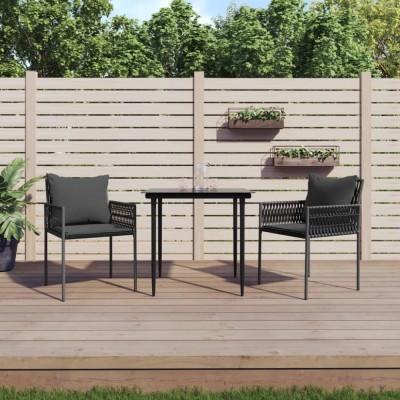 vidaXL Set mobilier de grădină cu perne, 3 piese, poliratan și oțel 3187051 foto