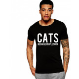 Tricou negru barbati - Cats - S