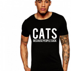 Tricou negru barbati - Cats - XL