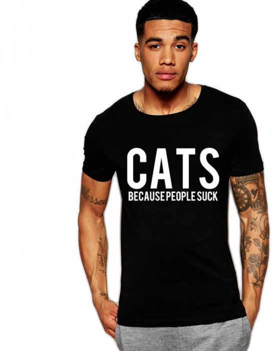 Tricou negru barbati - Cats - L