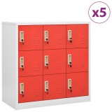 Cumpara ieftin Dulapuri vestiar 5 buc. gri deschis si rosu 90x45x92,5 cm otel