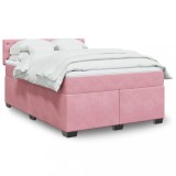 VidaXL Pat box spring cu saltea, roz &icirc;nchis, 140x200 cm, catifea 3286341