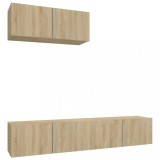 Cumpara ieftin Set dulap TV, 3 piese, stejar sonoma, lemn prelucrat