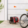 VidaXL Remorcă bicicletă animale companie, roșu/gri textil oxford/fier