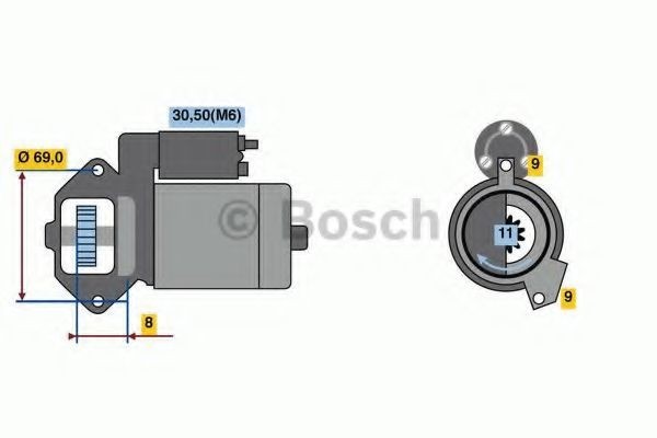 Starter BMW Seria 5 Touring (E61) (2004 - 2010) BOSCH 0 986 022 020