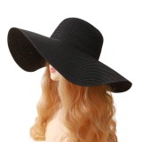 Palaria Mare pentru Femei, Stil Boho, Material Tip Paie, Usoara si Eleganta, Negru