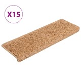Cumpara ieftin Covorase pentru scari, 15 buc., 65x21x4 cm, bej, cu margini dreptunghiulare