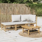 Gossi set mobilier de gradina cu perne gri deschis, 3 piese, bambus