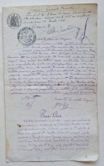 Act notarial și proces-verbal Tribunal Covurlui &ndash; Rom&acirc;nia 1892 &ndash; document juridic autentic cu ștampile
