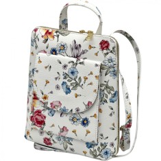 Rucsac cu Flori de Dama Elegant din Piele naturala , Made in Italy, 25 x 28 x 8,5 cm