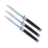 Set trei bricege tip Stiletto, multicolor, deschidere manuala, lungime 33 cm, lama metalica